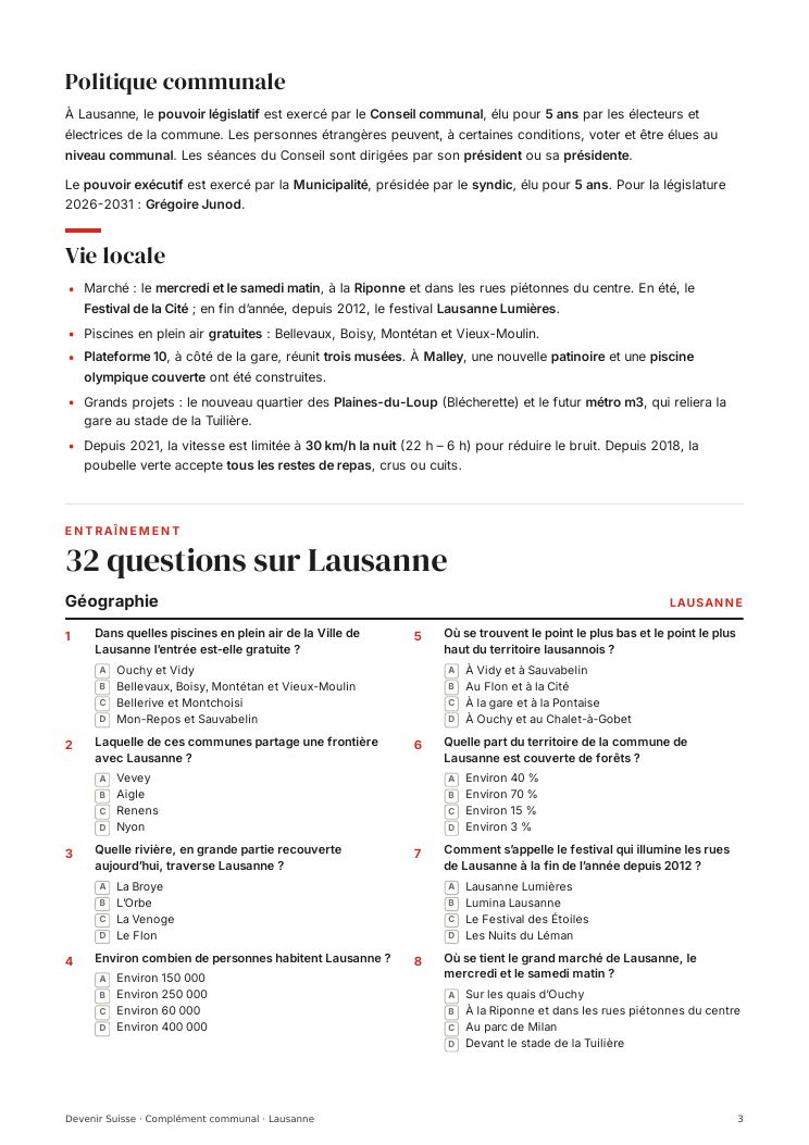 Page du complément communal de Lausanne